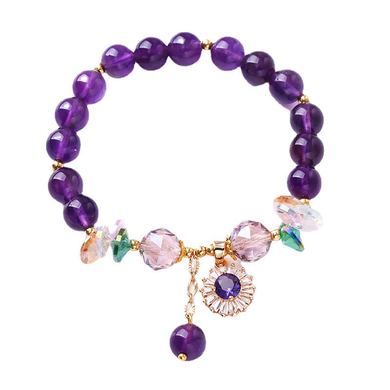 Pulsera Con Cuentas De Circón De Cristal Morado al por mayor